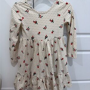 Hanna Andersson Cream Dress with Red Floral Pattern